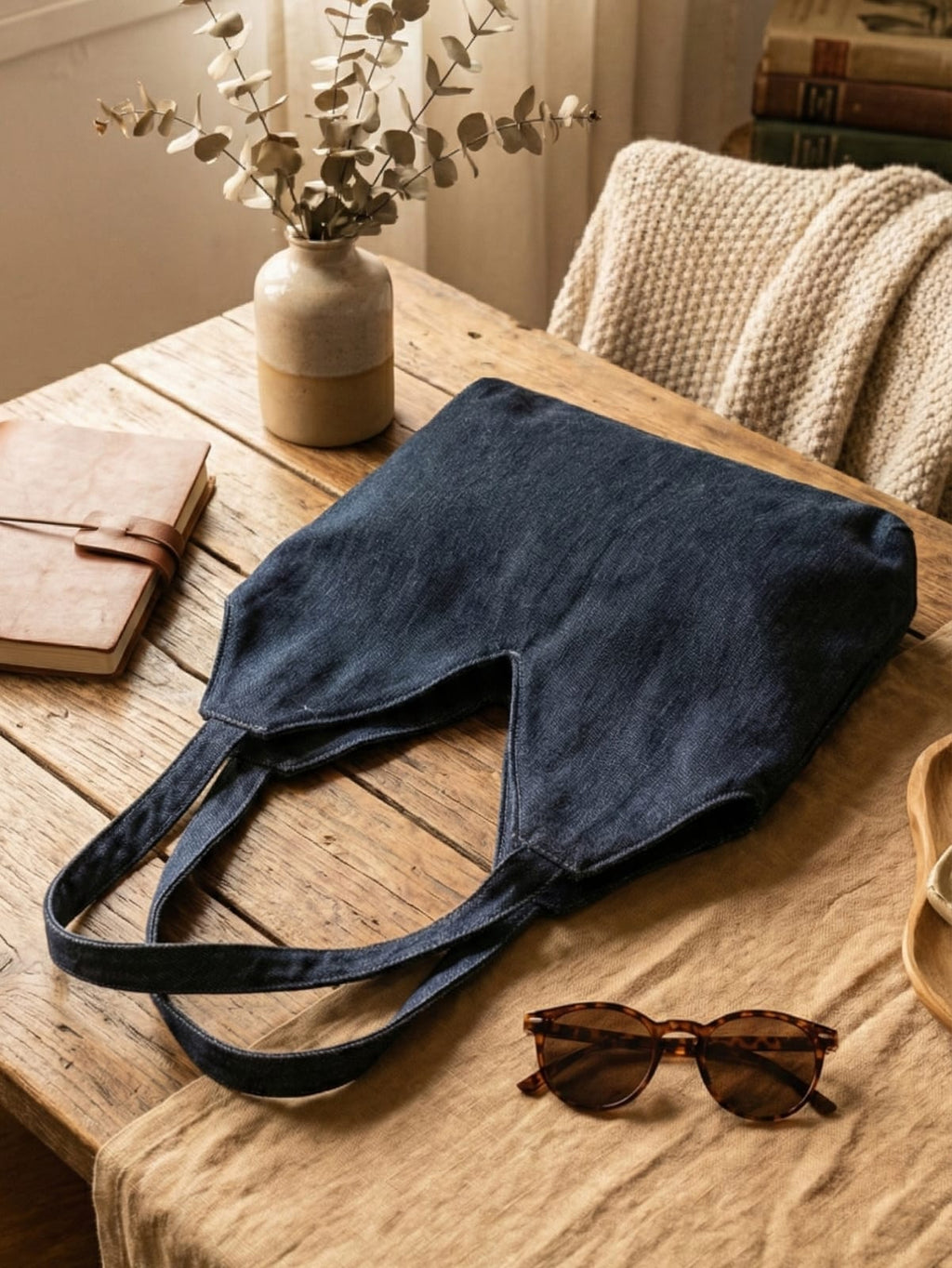 Indigo Slouch Tote